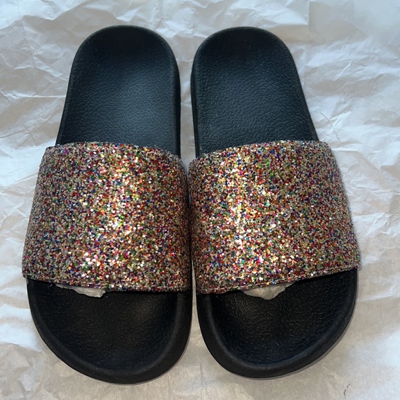 Big Kids Slides (Multicolor Sparkles and Black) - Picture 2 of 7